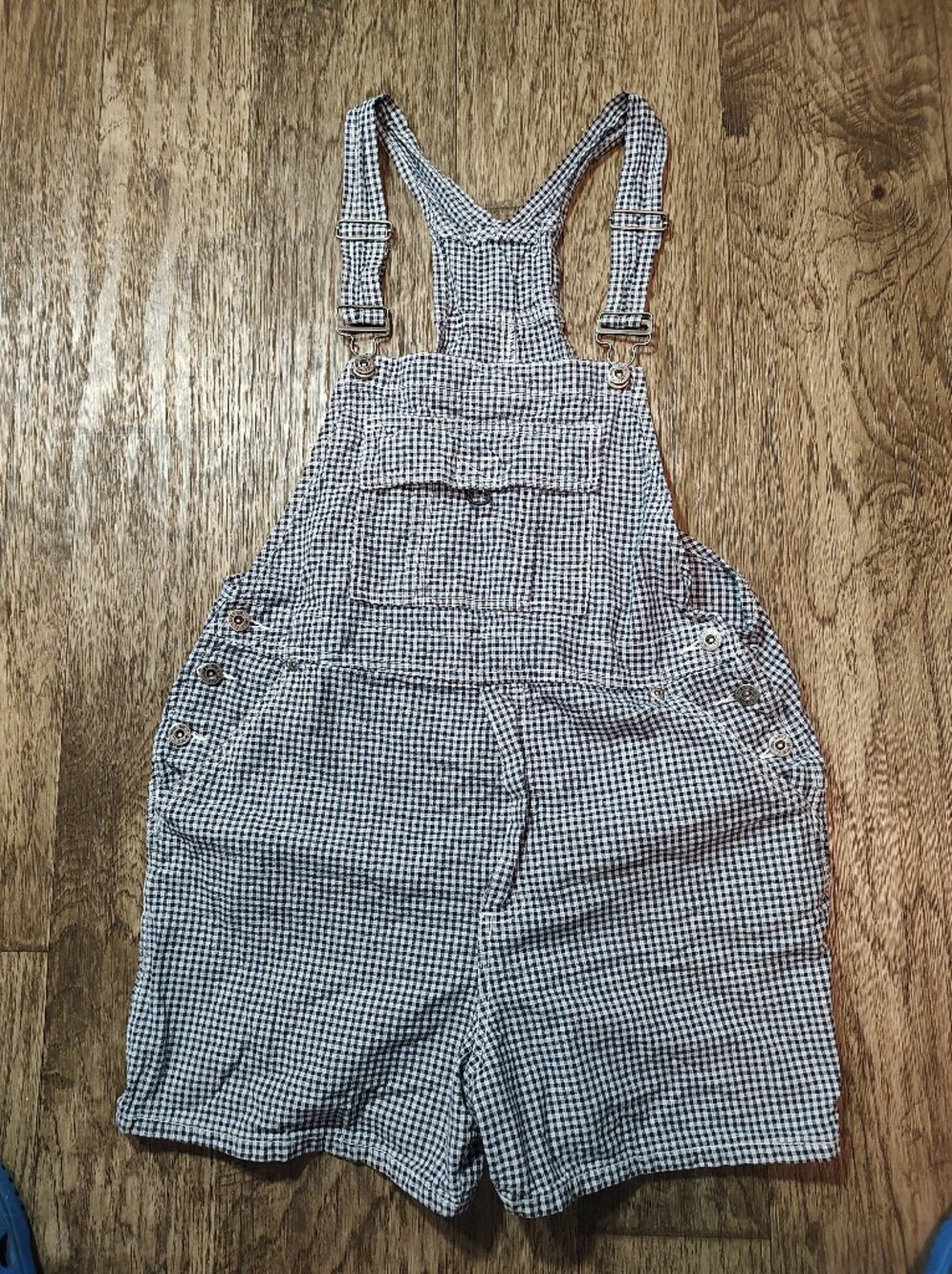 Canon River Blues Gingham Short Overalls Romper in Black and White Size XL
